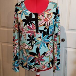 Ruby Red Floral Long Sleeve Top